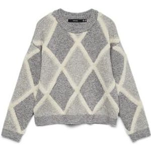 Vero Moda - Vmargie Ls O-neck Pullover - Med.grey Birch - Gebreide Trui