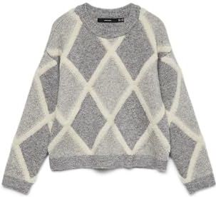Vero Moda - Vmargie Ls O-neck Pullover - Med.grey Birch - Gebreide Trui