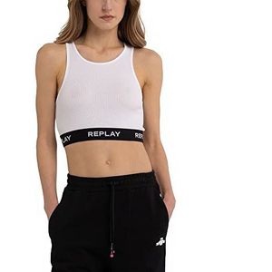 Replay Dames W3782 dragershirt/cami shirt, 001 wit, S, 001, wit, S