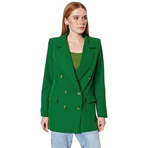 Trendyol Dames rechte lange mouwen oversized blazerjas, dark green, 32