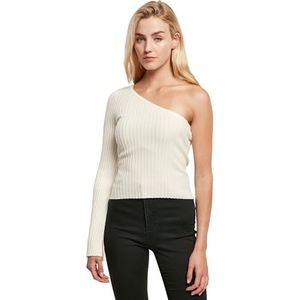 Urban Classics Damen Sweatshirt Ladies Short Rib Knit One Sleeve Sweater whitesand XXL