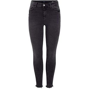 PIECES Vrouwelijke Jeans Midden Taille Cropped, Lichtgrijs denim, XS