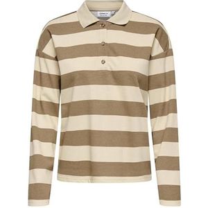 ONLY Dames Onlallison L/S Stripe Polo SWT, Cacao Créme, S, Cacao Créme, S