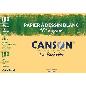 Canson 200027107 tekenpapier, 180 g, A4, 12 vellen