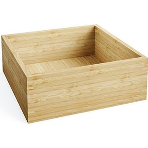 KD Essentials – Stapelbare opbergbox in bamboe – klein (praktische, stijlvolle multifunctionele bamboeboxen voor op kantoor, de woonkamer, zitkamer en keuken, gecertificeerd hout, natuurlijke kleur)