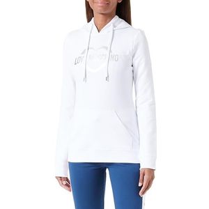 Love Moschino Dames slim fit lange mouwen hoodie sweatshirt, optisch wit, 42, wit (optical white), 42