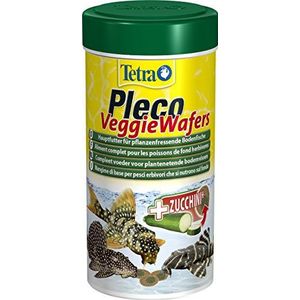 Tetra Pleco Veggie Wafers, hoofdvoer voor plantenetende bodemvissen, enkel voer met mineraalrijke courgettes voor verbeterde vitaliteit, 250 ml blik