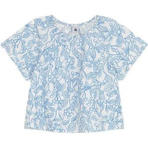 Petit Bateau Meisjes blouse met korte mouwen, Marshmallow/porselein, 5 Jaar