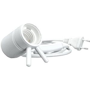 TIBELEC, 45500110, metalen fitting E27, 60 W, met stoffen koord en schakelaar, kleur wit, minimalistisch design voor een moderne lichtsfeer