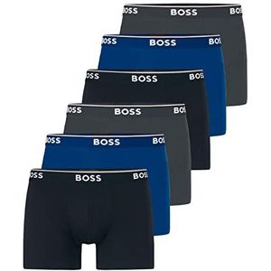 BOSS Heren Power Long Boxer onderbroeken Cotton Stretch 6 Pack XL blauw/marineblauw/grijs
