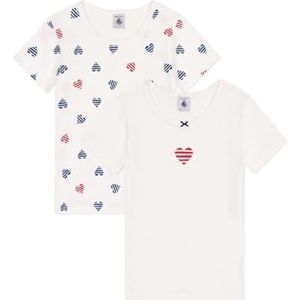 Petit Bateau - Set van 2 Onderhemdjes - Violet - Katoen - Hartenprint