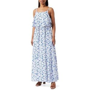 dedica Maxi-jurk voor dames, met bloemenprint, blauw-wit, S