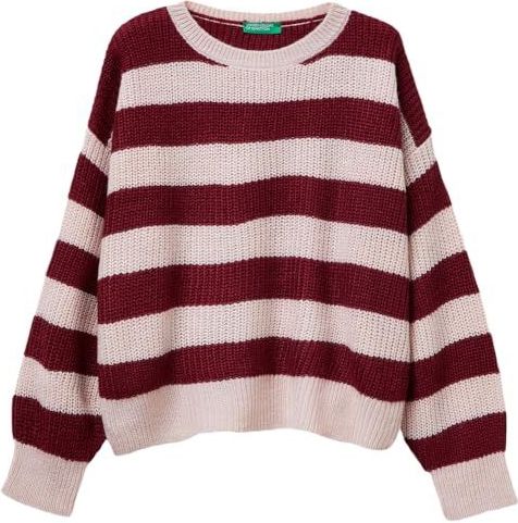 UNITED COLORS OF BENETTON - Trui - Poederroze - Gestreept - Lange Mouw