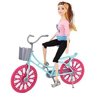 MELODY - Pop die fietst - Melody City - Mannequinpop - 126648 - Roze - Plastic - Figuur - Pop - Kinder speelgoed - Verjaardag - Vanaf 3 jaar