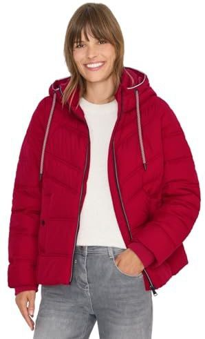 Cecil Gewatteerde damesjas met capuchon, beaujolais red, L