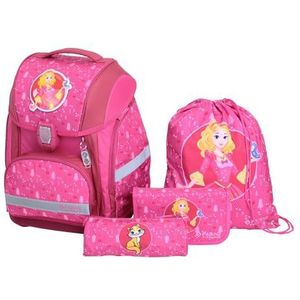 FaBAG 78084-052 - 5-delige boekentas Prinses/Kat met gymtas, etui, pennenrol en losse patches, lichtgewicht en ergonomisch, inhoud ca. 22 l