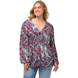 Ulla Popken Damesblouse met peplum, zwart, 46/48 NL