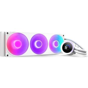 NZXT Kraken Plus 360 RGB - AIO CPU Liquid Cooler - 360mm Radiator - F360 RGB Core Single Frame Fan - Aanpasbaar 1.54"" Vierkant LCD-scherm - AMD® AM5, AM4 - Intel® LGA 1851/1700, 1200/115X - Wit