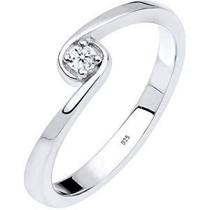 Elli DIAMONDS Ring Dames Solitaire Verloving met Diamant (0.03 ct.) in 925 Sterling Zilver