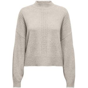 ONLY Onlsilly Highneck Bf KNT Pullover voor dames, Pomice Stone/Detail:w Melange, L