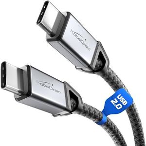 KabelDirekt – USB-C-kabel Voor Snel Opladen, Bestand Tegen Breuk, Metalen Pluggen + Nylon Vlechting, USB 2.0 – 1 m (Laadt telefoons/laptops met 60W, Werkt als laad-/gegevenskabel, Zwart)
