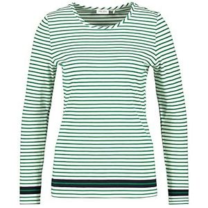 Gerry Weber Dames 977007-35004 T-shirt, groen/ecru/wit ringel, 38, Groen/ecru/wit ring, 38