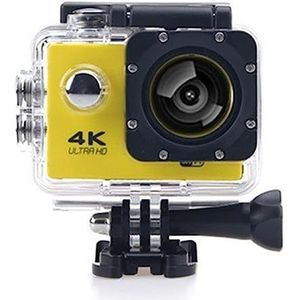 ZHUTA Actiecamera, 4K HD, 2,0 inch scherm, onderwatercamera, 8 MP wifi/30 m waterdichte sportcamera met accessoires, voor zwemmen, duiken, fiets, motorfiets, enz. (geel)