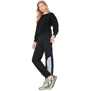 Trendyol Dames normale taille standaard joggingbroek zwart, L, Zwart, L