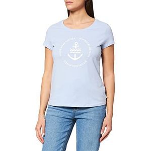 TOM TAILOR Denim Dames T-shirt met logoprint van duurzaam katoen 1031478, 11486 - Brunnera Blue, XS