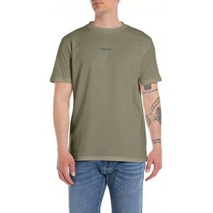 Replay T-shirt voor heren, korte mouwen, regular fit, 408 Light Military, 3XL