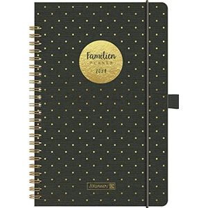 BRUNNEN Familieplanner ""Gold Dots"" 2024, 2 pagina's = 1 week bladgrootte 14,8 x 21 cm, boekgrootte 15 x 23 cm, grijs