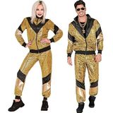 Widmann - Kostuum trainingspak, goud, reflecterend, jaren '80 outfit, joggingpak, badknop-outfit
