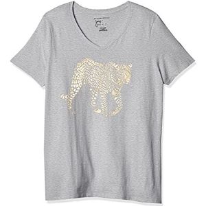 JUST MY SIZE womens Just My Size Women's Plus-size Graphic Short Sleeve V-neck T-shirt Shirt, Gold Leopard, 2X US