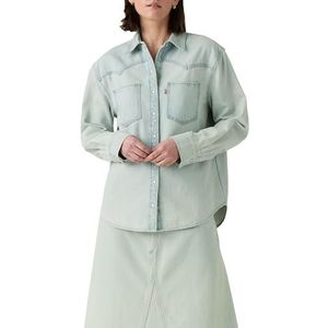 Blouse - Effen - Denim - Lange Mouw - Losse Pasvorm