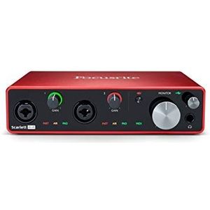 Focusrite Scarlett 4i4 3rd Gen USB-audio-interface voor opnames, liedjes schrijven, streamen, hifi, studiokwaliteitsopnames met transparante playback