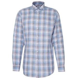 Seidensticker Zakelijk overhemd voor heren, regular fit, zacht, kent-kraag, lange mouwen, 100% linnen, lichtblauw, 45