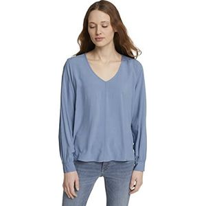 TOM TAILOR Denim Dames V-hals blouse 1024847, 25900 - Soft Mid Blue, XS