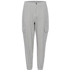 Kaffe Damesbroek, elastische manchetten, korte lengte, regular fit, cargozakken, dames, Blauw/witte streep, 36