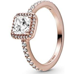 Pandora Timeless Elegance 14-karaats rosévergulde ring met heldere zirkoniasteentjes, 54