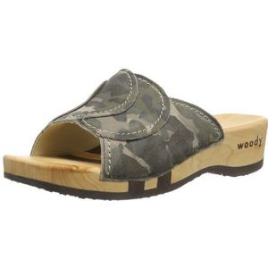 Woody dames vanessa slippers, meerkleurig camouflage groen, 39 EU