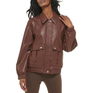 Levi's Dames lichtgewicht bomberjack kunstleer, chocoladebruin, XL