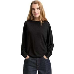 TOM TAILOR T-shirt met lange mouwen voor dames, 14482 - Deep Black, L