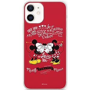 ERT GROUP mobiel telefoonhoesje voor Apple Iphone 12 Mini origineel en officieel erkend Disney patroon Mickey & Minnie 005 aangepast aan de vorm van de mobiele telefoon, hoesje is gemaakt van TPU