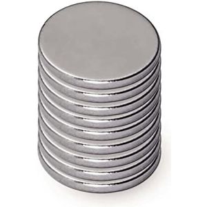 MAUL Neodymium magneet Ø 10 x 1 mm (10 stuks) | Magneten voor veelzijdig gebruik | Magneet rond met elegant en modern design | Magneten sterk voor magneetbord, magneetband | zilver