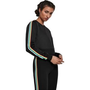 Urban Classics Dames Dames Dames Multicolor Taped Sleeve Crewneck Pullover, zwart (Black 00007), S
