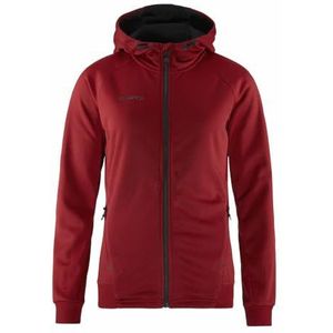 Craft ADV Unify FZ Hood Damestrui met capuchon, Rhubarb, gerecycled polyester, ergonomische pasvorm, capuchon met trekkoord, 2 zakken, capuchontrui voor dames, sweatjack voor dames