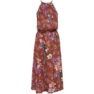 ONLY Dames Onlnova Life S/L Joy Long Dress Aop Ptm, Mineraal rood/Aop: 374 Botanisch, 34