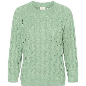 KAFFE Damestrui met patroon, gebreide cropped mouw, ronde hals, regular fit, Graniet groen, L