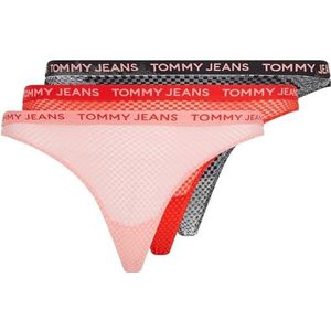 Tommy Jeans Dames 3P Hr String Lace (Ext maten) Blck/Hot Heat/Tickled Pink XXL, Blck/Hot Heat/Tickled Pink, XXL