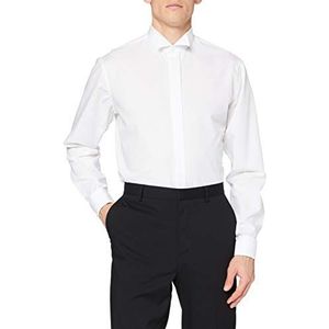 Seidensticker Heren business overhemd - shaped fit - strijkvrij - George kraag - lange mouwen - 100% katoen, wit (wit), 46